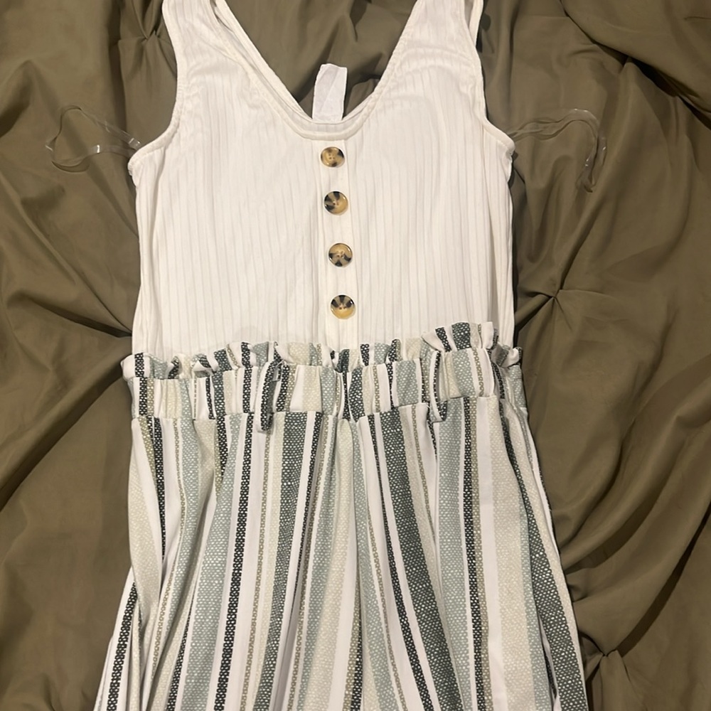 Derek Hart White and Green Jumpsuit